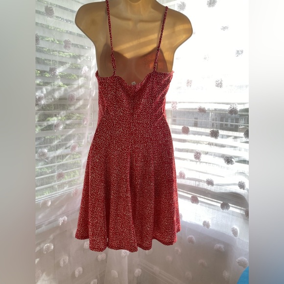 red flowy dress with flower print all over - Picture 4 of 4
